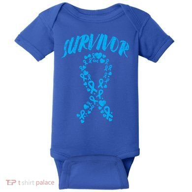Survivor Light Blue Ribbon Prostate Cancer Awareness Meaningful Gift Baby Bodysuit