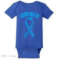Survivor Light Blue Ribbon Prostate Cancer Awareness Meaningful Gift Baby Bodysuit thumb 0