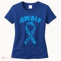 Survivor Light Blue Ribbon Prostate Cancer Awareness Meaningful Gift Women's T-Shirt thumb 0