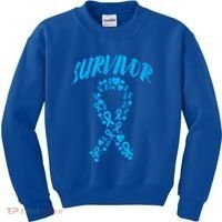 Survivor Light Blue Ribbon Prostate Cancer Awareness Meaningful Gift Kids Sweatshirt thumb 0