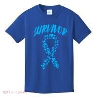 Survivor Light Blue Ribbon Prostate Cancer Awareness Meaningful Gift Kids T-Shirt thumb 0