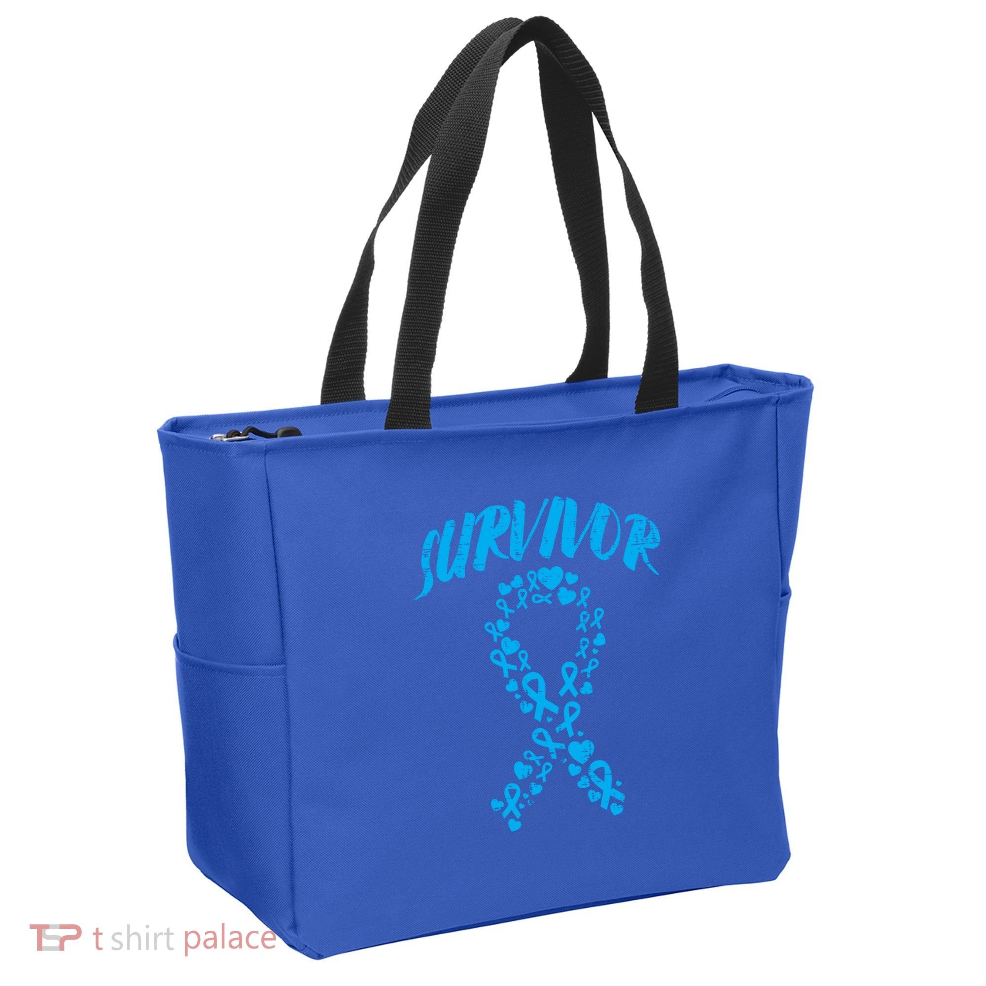 Survivor Light Blue Ribbon Prostate Cancer Awareness Meaningful Gift Tote Bag