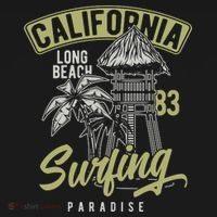 Surfing Long Beach California USA-Made Doggie Bandana thumb 2