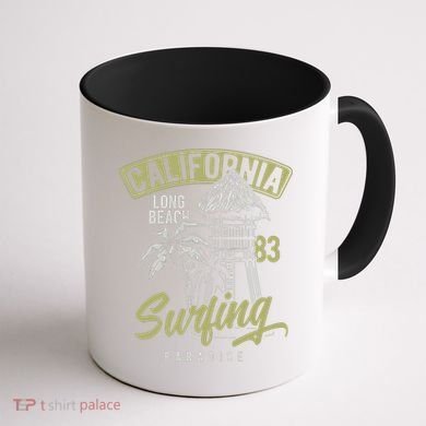 Surfing Long Beach California Coffee Mug back