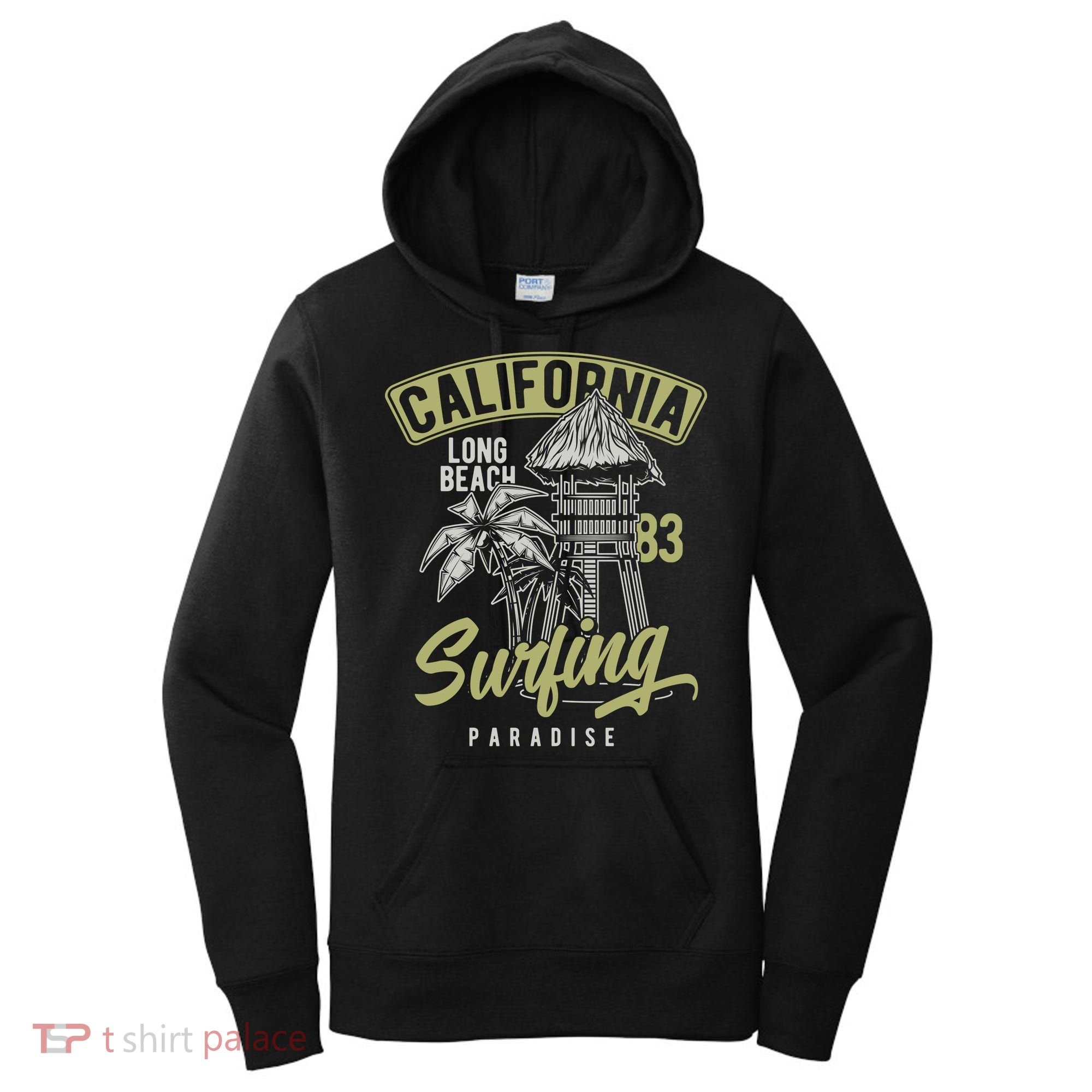 Surfing Long Beach California Women's Hoodie