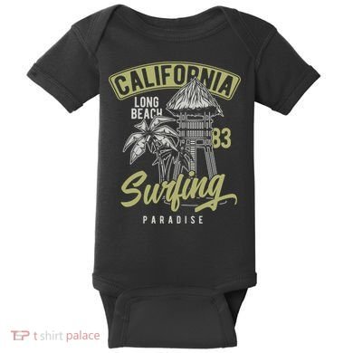 Surfing Long Beach California Baby Bodysuit