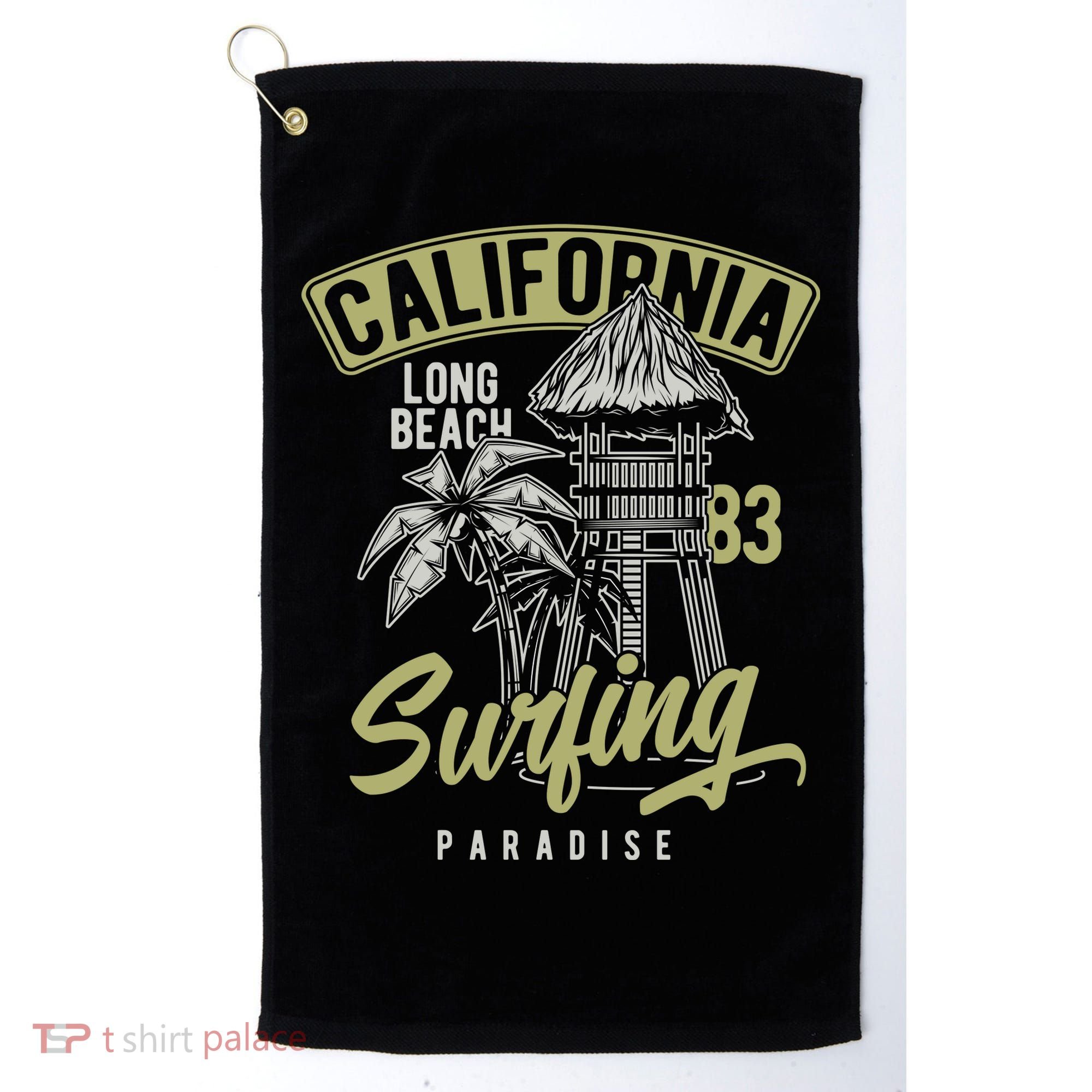 Surfing Long Beach California Golf Towel
