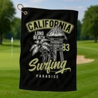 Surfing Long Beach California Golf Towel thumb 1