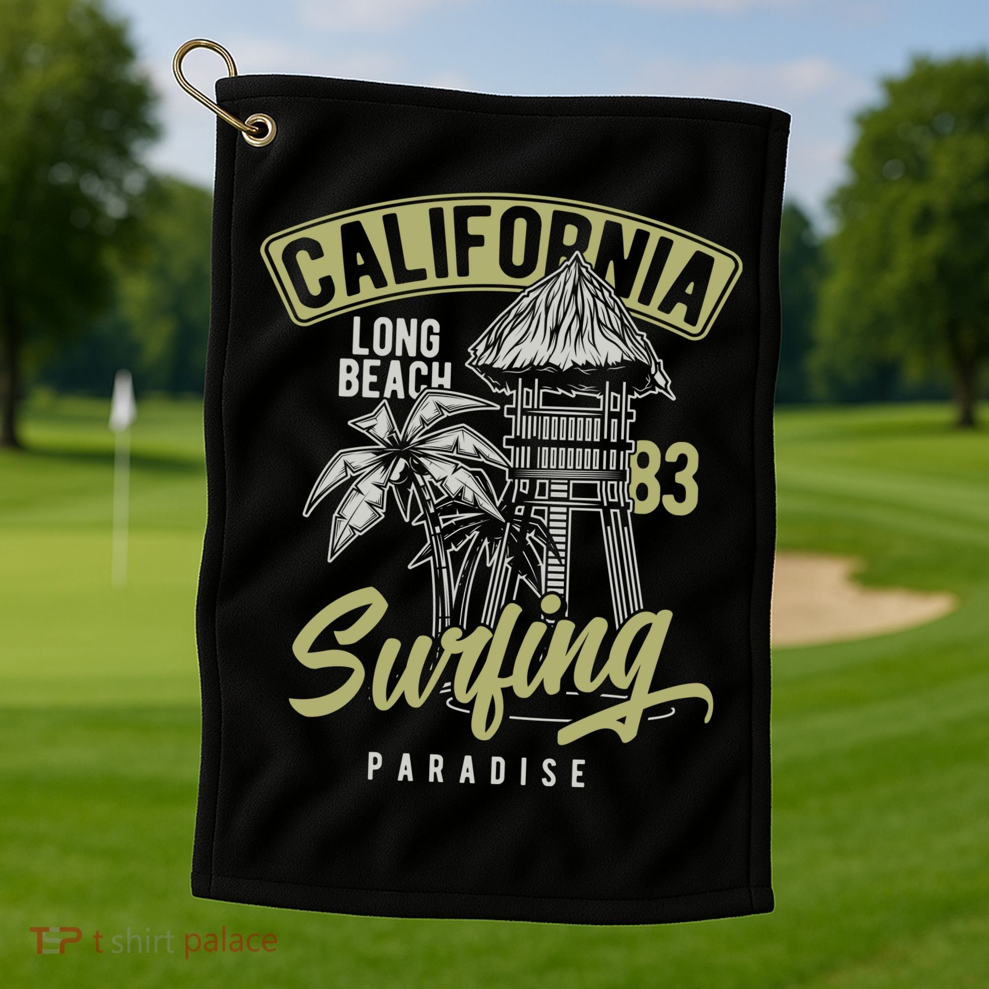Surfing Long Beach California Golf Towel