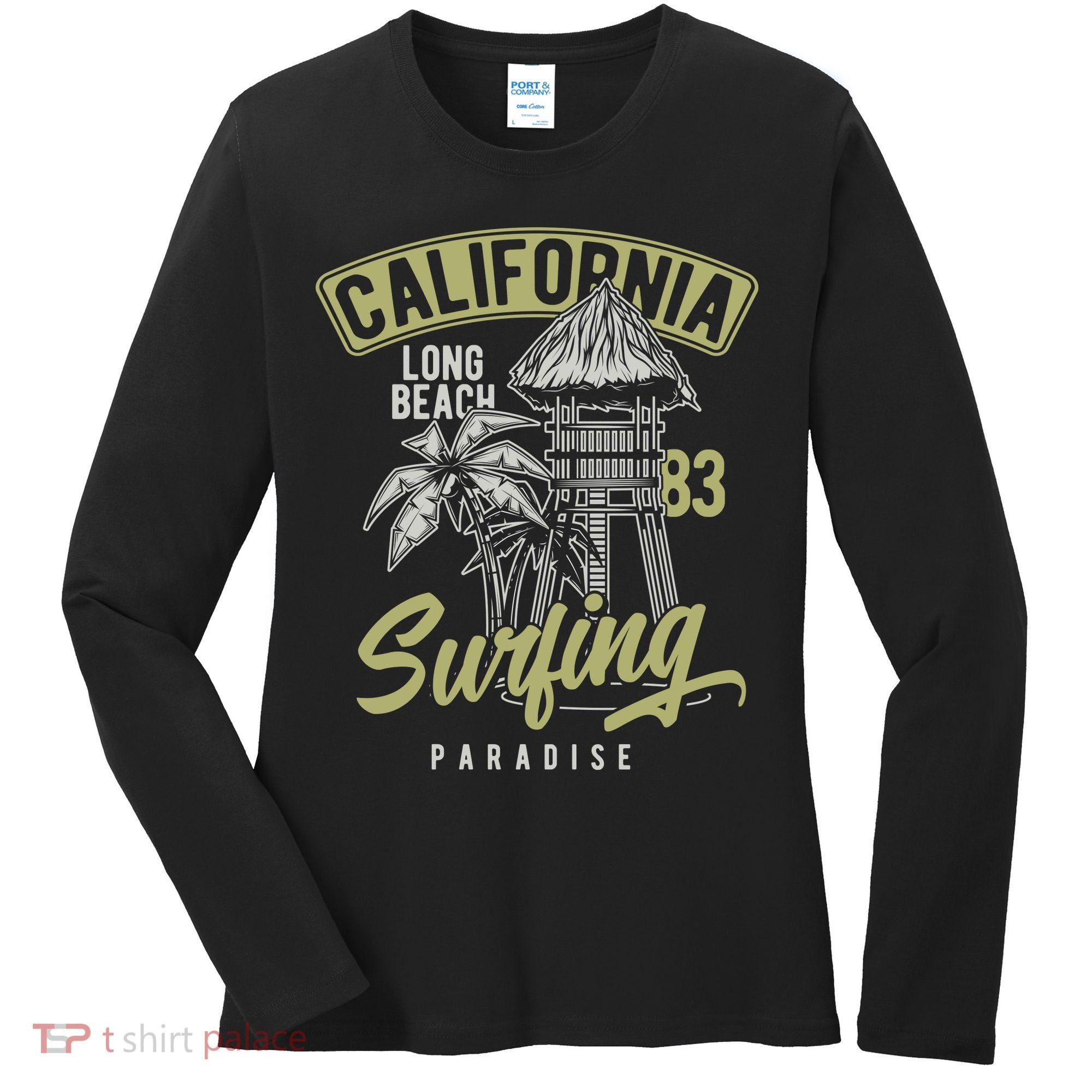 Surfing Long Beach California Women's Long Sleeve Shirt