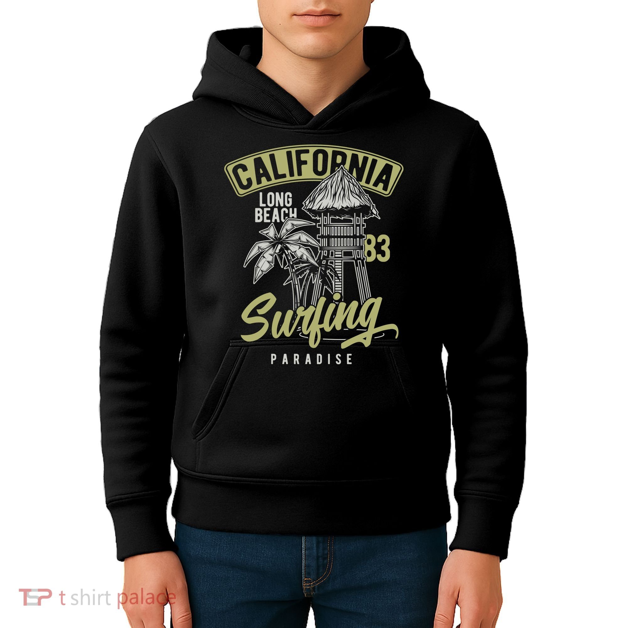 Surfing Long Beach California Kids Hoodie