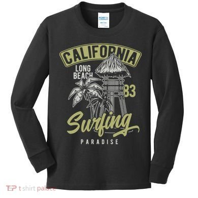Surfing Long Beach California Kids Long Sleeve Shirt