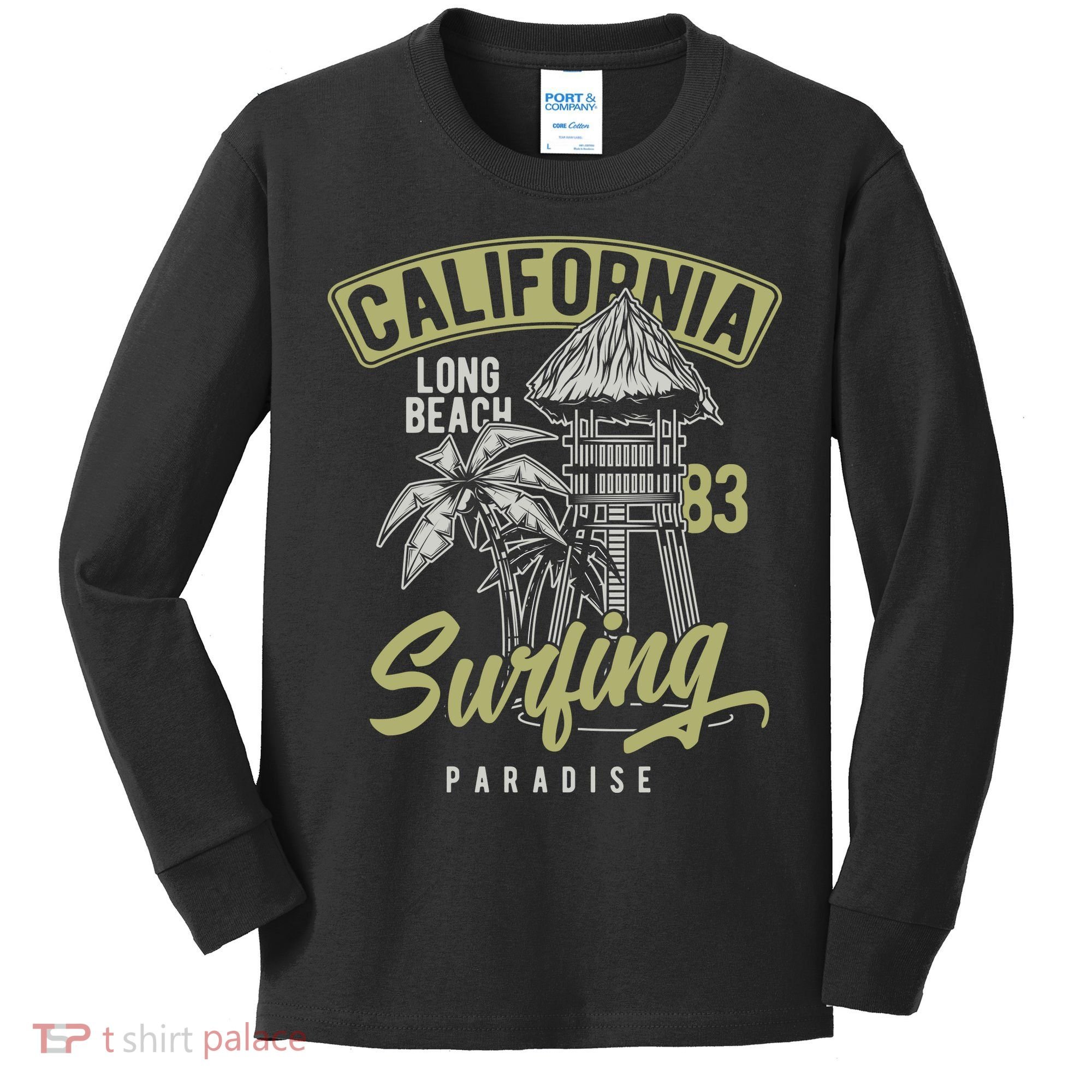 Surfing Long Beach California Kids Long Sleeve Shirt