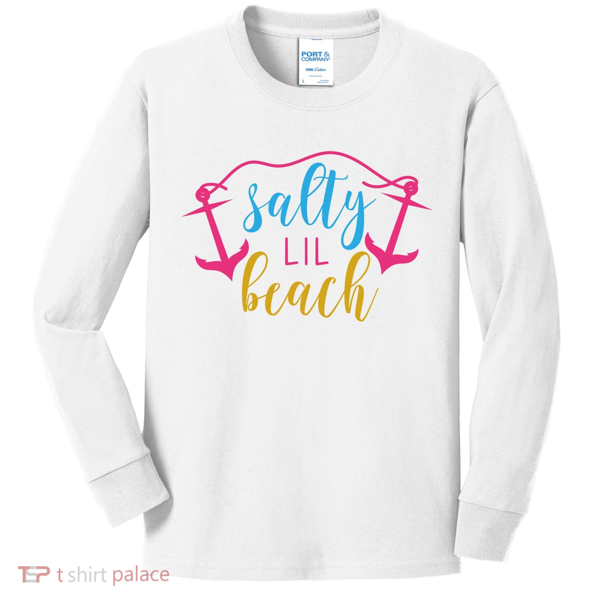 Salty Lil Beach Funny Vacation Kids Long Sleeve Shirt