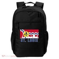 St. Louis City Skyline On St. Louis Fleur De Lis Flag Pullover Hoodie Backpack thumb 0