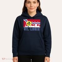 St. Louis City Skyline On St. Louis Fleur De Lis Flag Pullover Hoodie Hoodie thumb 5