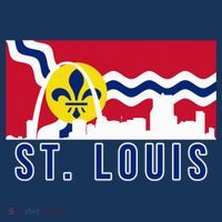St. Louis City Skyline On St. Louis Fleur De Lis Flag Pullover Hoodie Beanie thumb 2