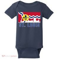 St. Louis City Skyline On St. Louis Fleur De Lis Flag Pullover Hoodie Baby Bodysuit thumb 0