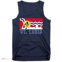 St. Louis City Skyline On St. Louis Fleur De Lis Flag Pullover Hoodie Tank Top thumb 0