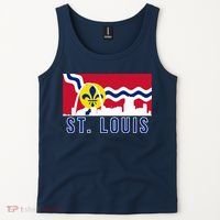 St. Louis City Skyline On St. Louis Fleur De Lis Flag Pullover Hoodie Tank Top thumb 2
