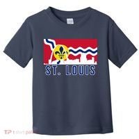 St. Louis City Skyline On St. Louis Fleur De Lis Flag Pullover Hoodie Toddler T-Shirt thumb 0