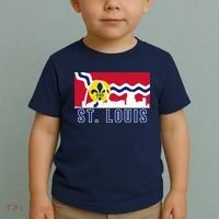 St. Louis City Skyline On St. Louis Fleur De Lis Flag Pullover Hoodie Toddler T-Shirt thumb 2