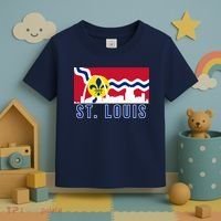 St. Louis City Skyline On St. Louis Fleur De Lis Flag Pullover Hoodie Toddler T-Shirt thumb 3