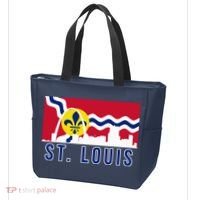 St. Louis City Skyline On St. Louis Fleur De Lis Flag Pullover Hoodie Tote Bag thumb 3