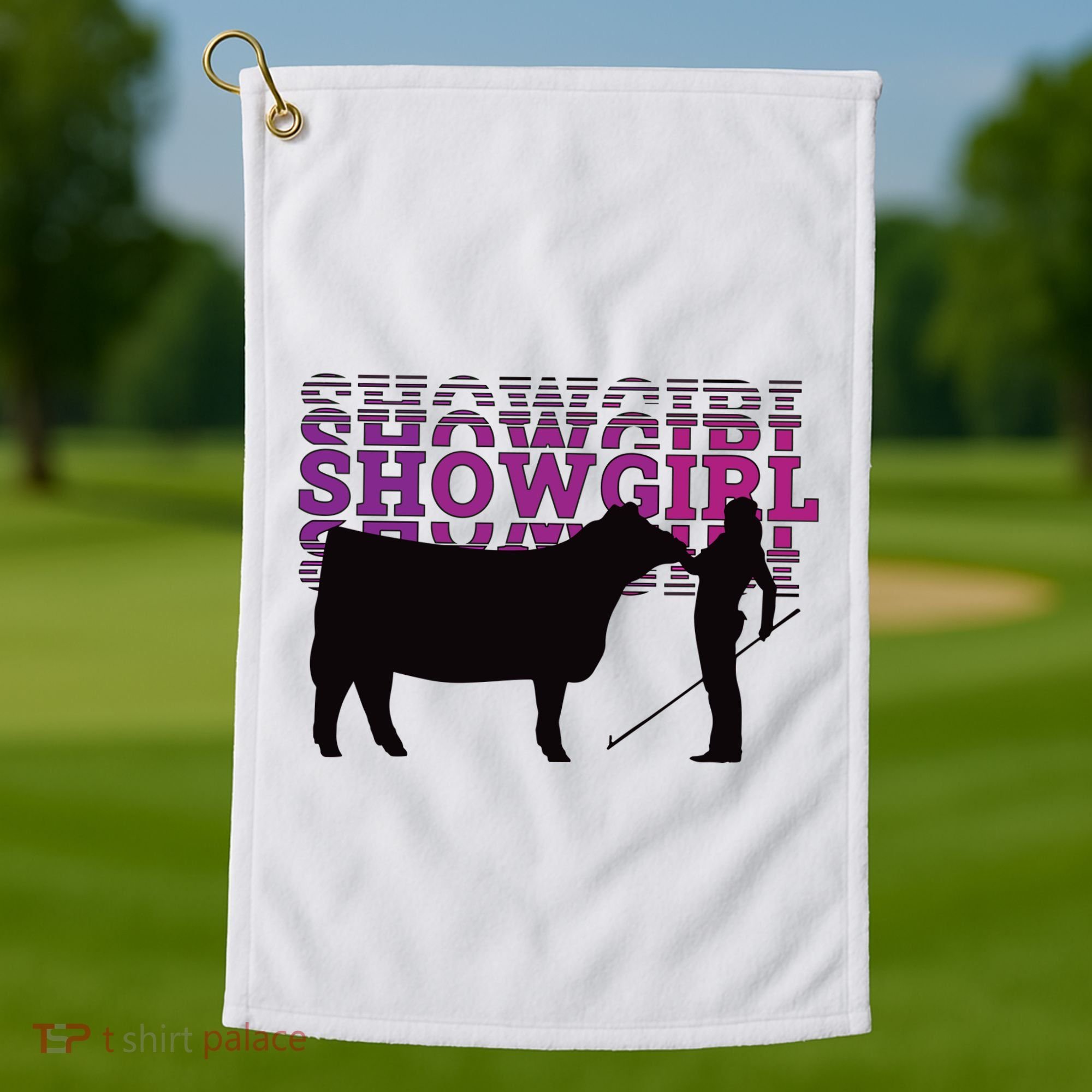 Showgirl Livestock Cattle Showing Fun Show Cattle Golf Towel