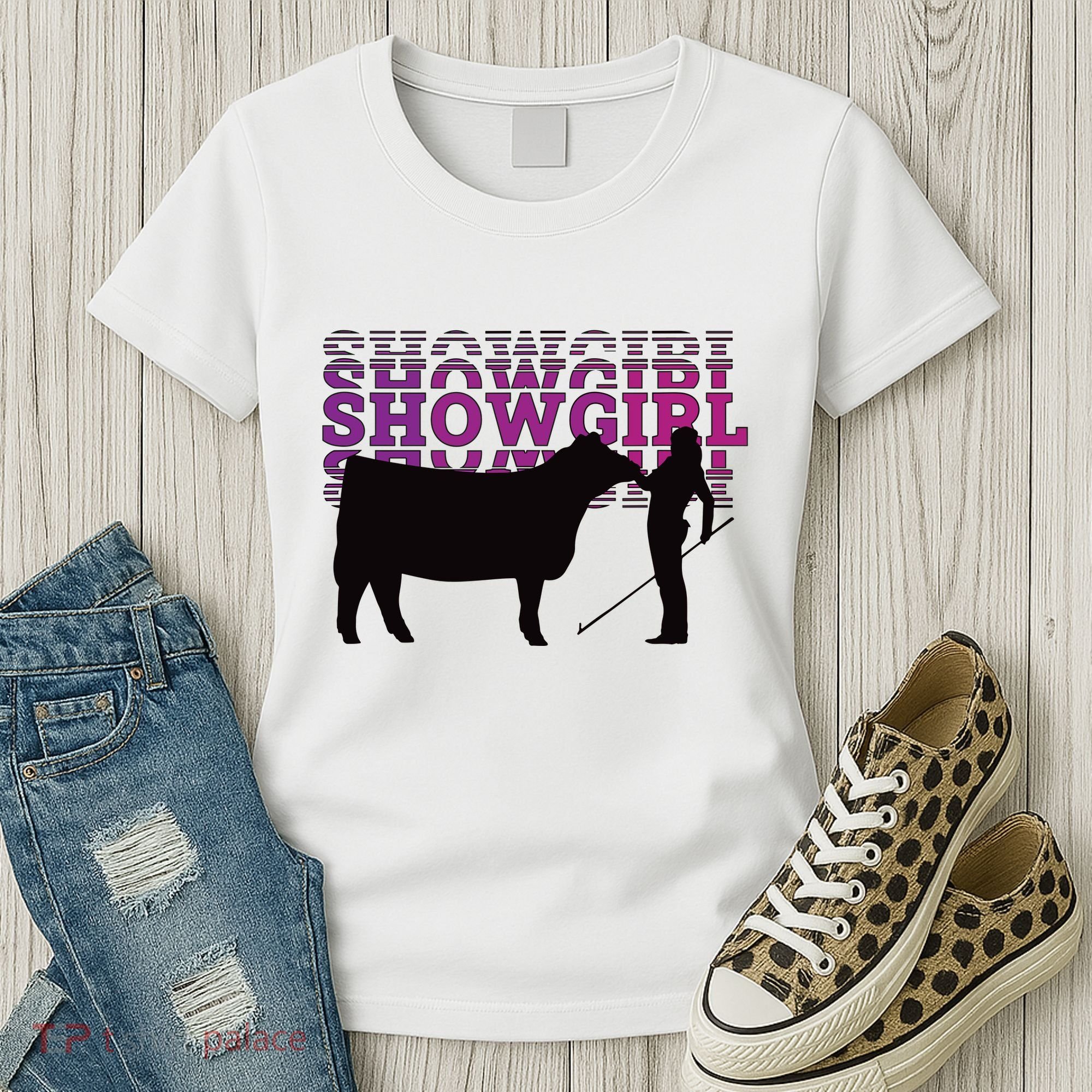 Showgirl Livestock Cattle Showing Fun Show Cattle Women's T-Shirt