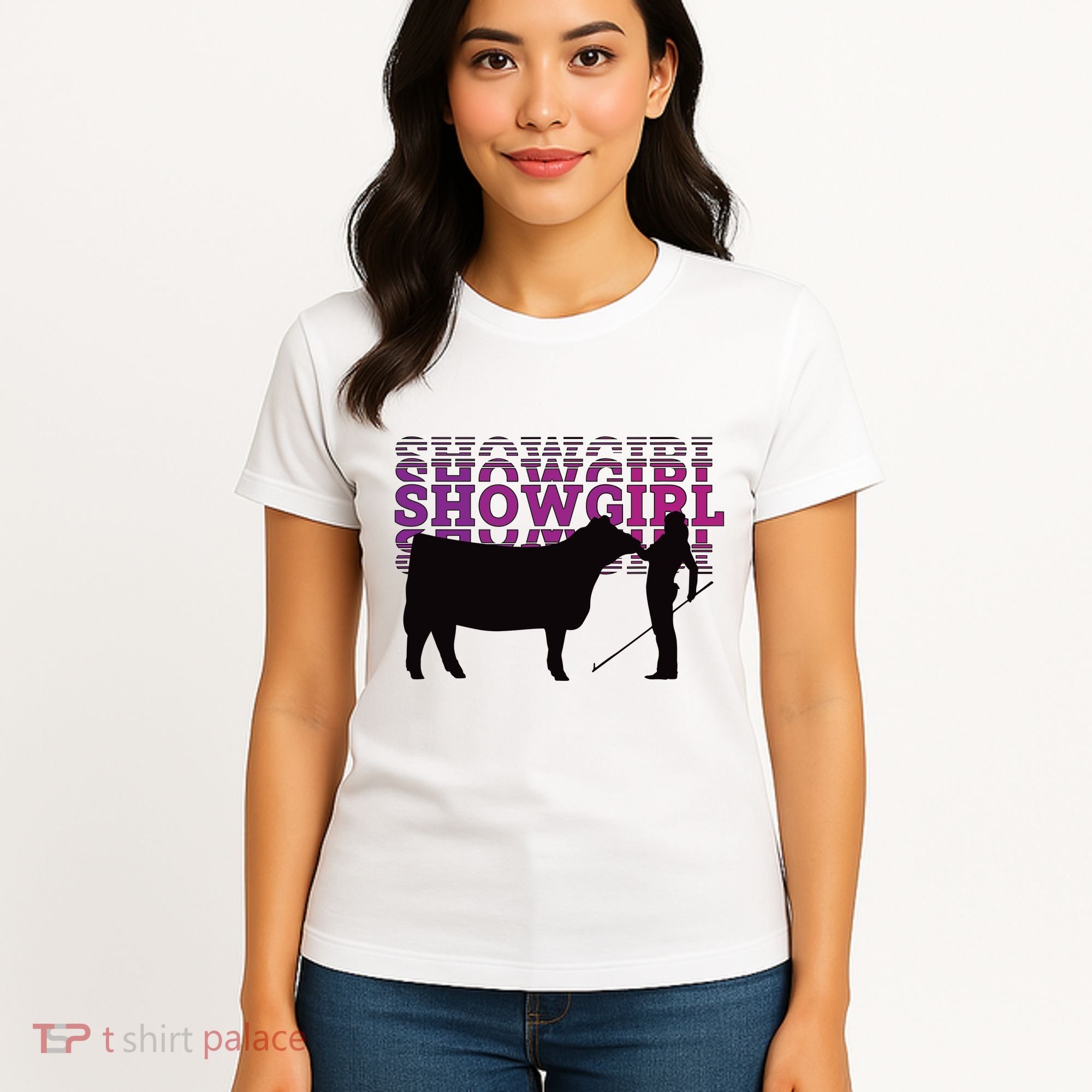 Showgirl Livestock Cattle Showing Fun Show Cattle Women's T-Shirt