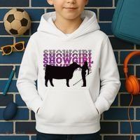 Showgirl Livestock Cattle Showing Fun Show Cattle Kids Hoodie thumb 2