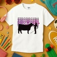 Showgirl Livestock Cattle Showing Fun Show Cattle Kids T-Shirt thumb 3