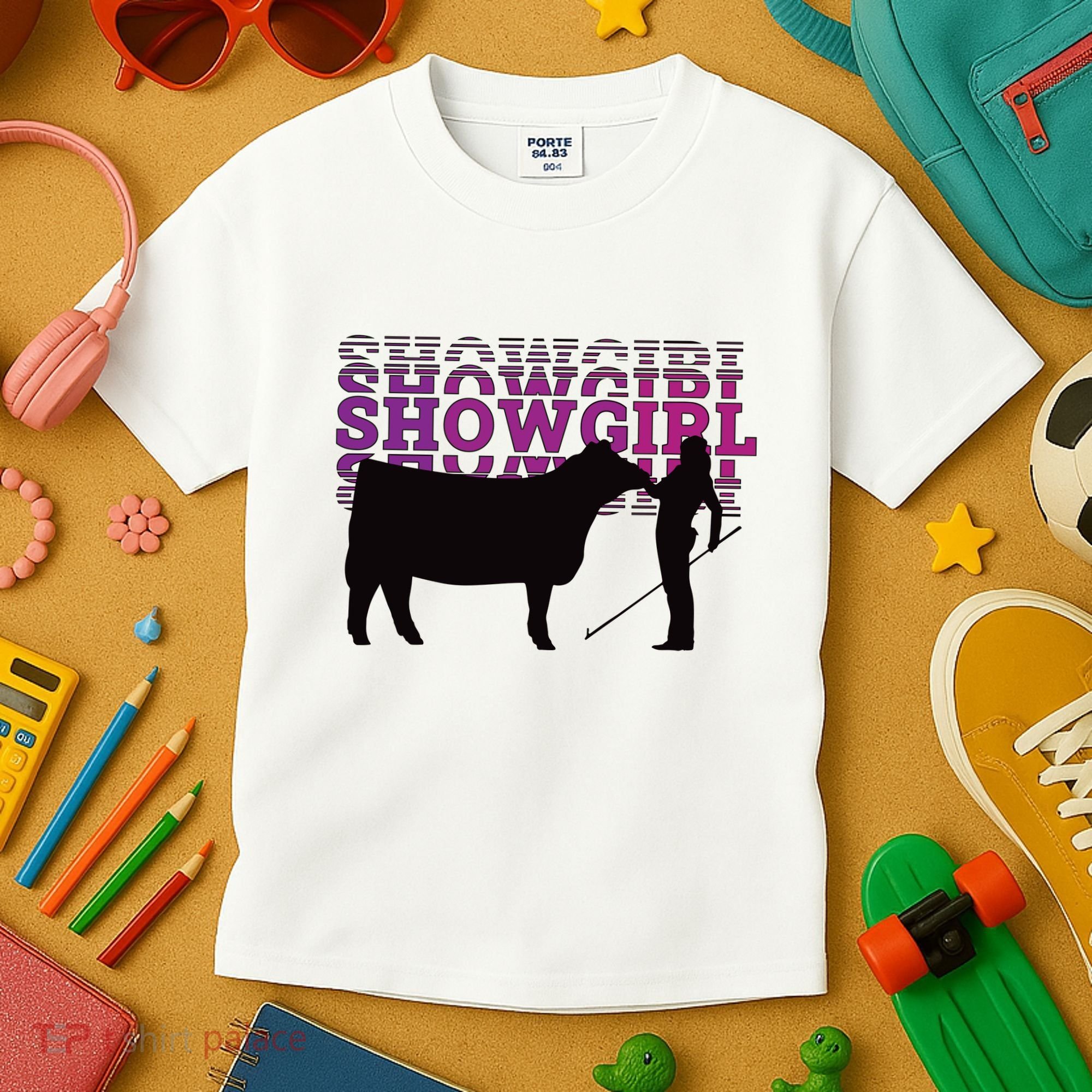 Showgirl Livestock Cattle Showing Fun Show Cattle Kids T-Shirt