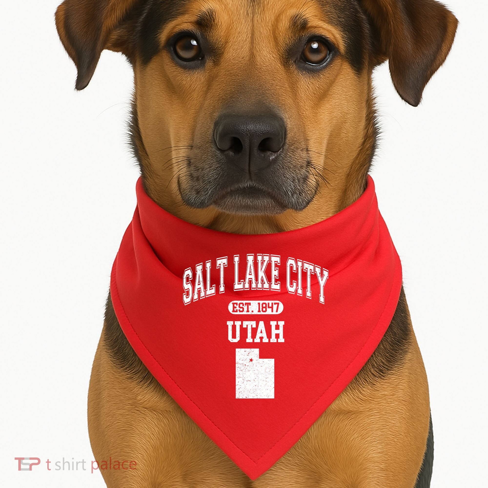 Salt Lake City Utah Est 1847 Varsity USA-Made Doggie Bandana
