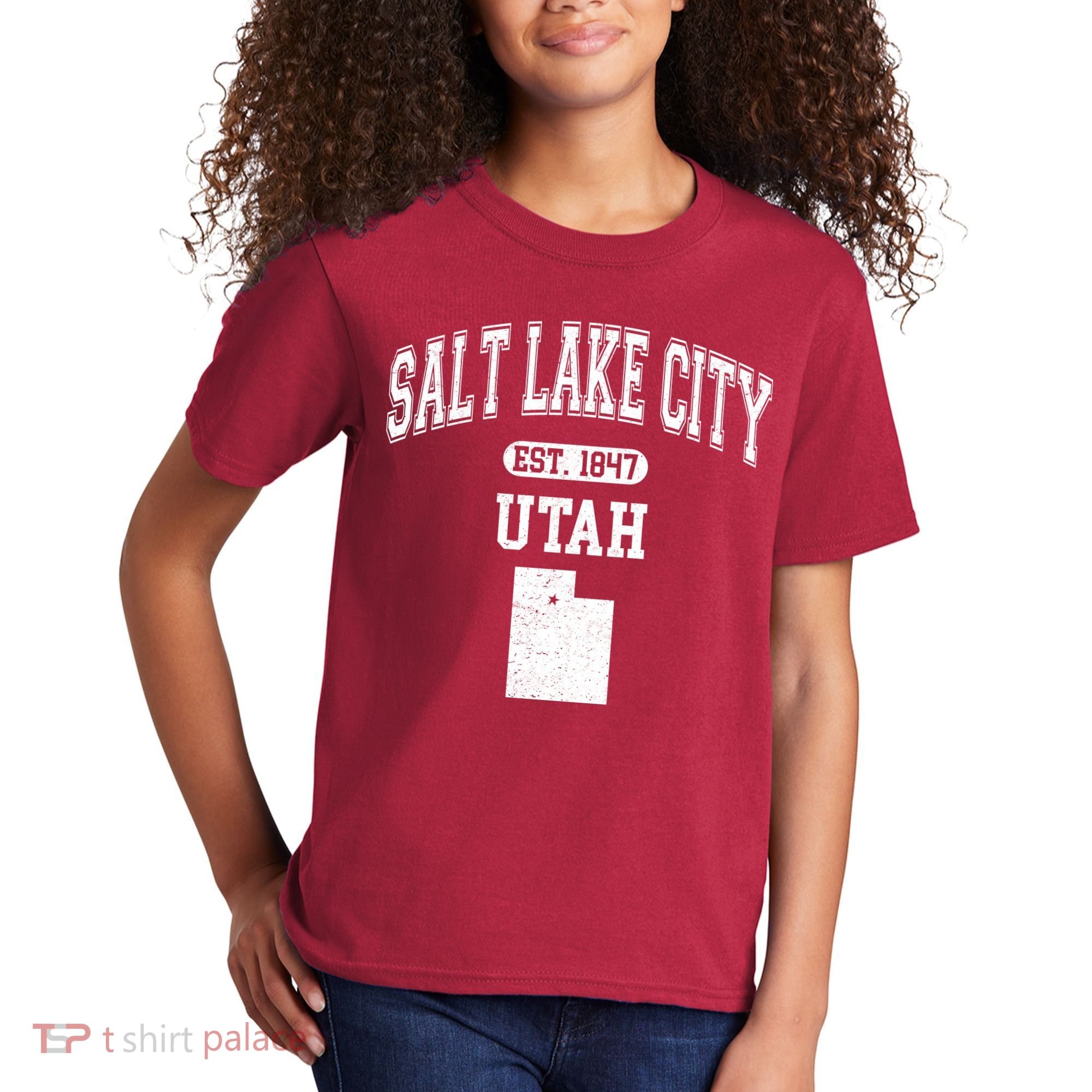 Salt Lake City Utah Est 1847 Varsity Kids T-Shirt