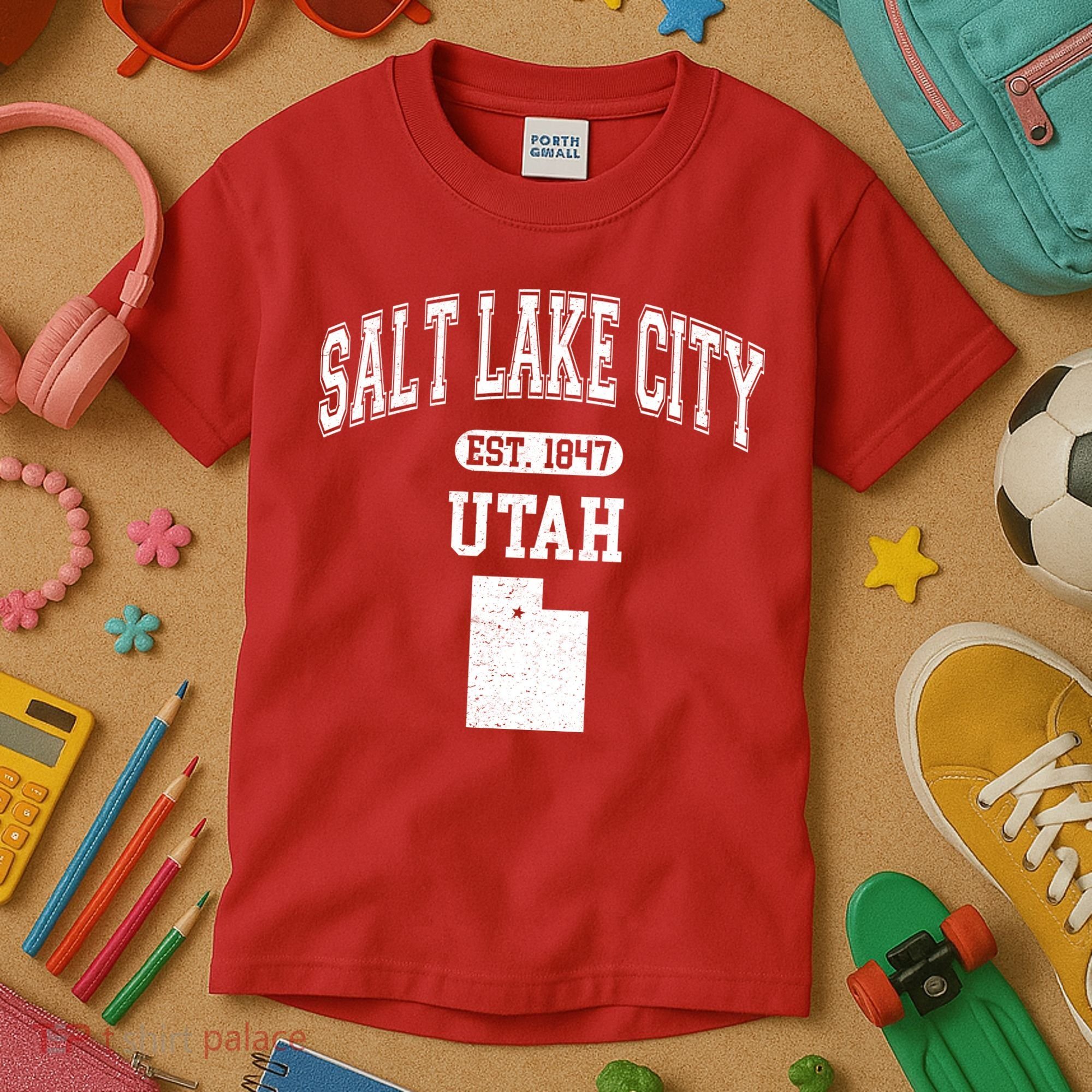 Salt Lake City Utah Est 1847 Varsity Kids T-Shirt