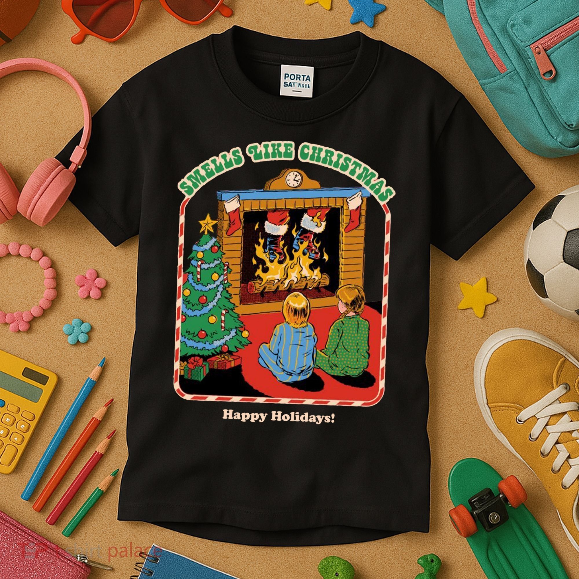 Smells Like Christmas Happy Holidays Kids T-Shirt
