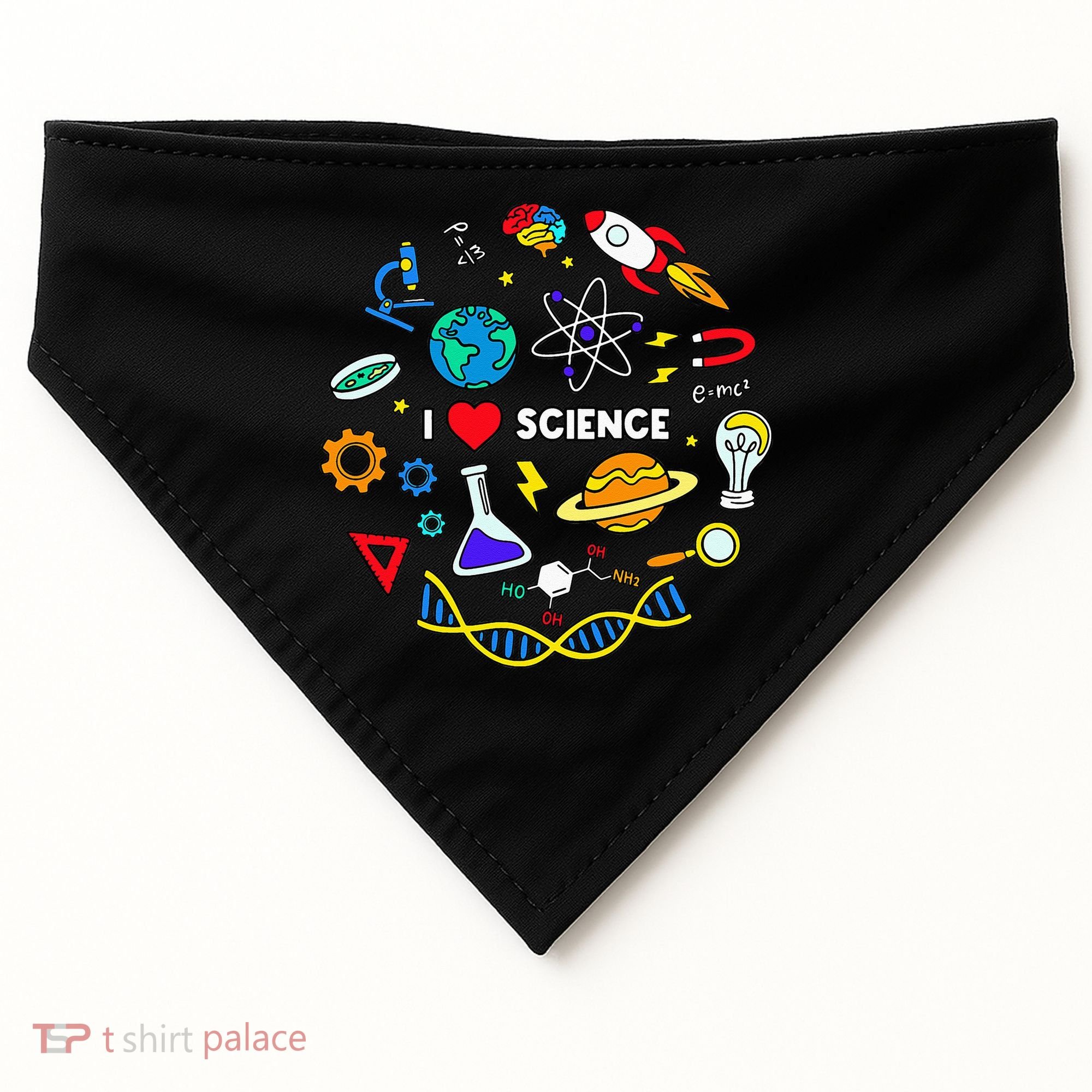 Science Lover Chemistry Biology Physics Love Science  USA-Made Doggie Bandana