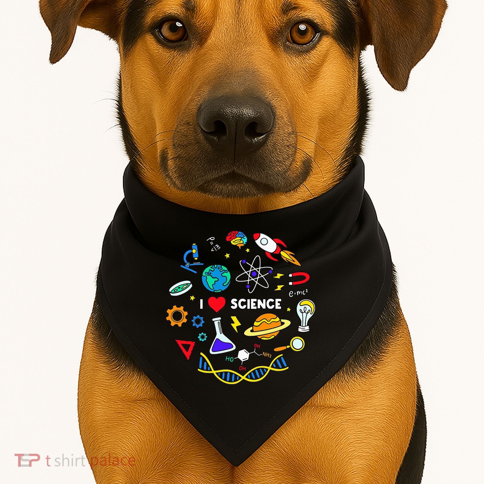 Science Lover Chemistry Biology Physics Love Science  USA-Made Doggie Bandana