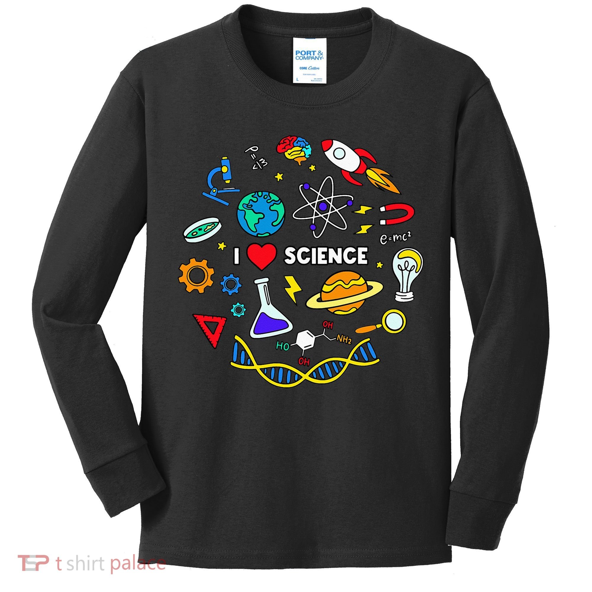 Science Lover Chemistry Biology Physics Love Science  Kids Long Sleeve Shirt