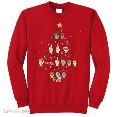 Sign Language Christmas Tree Merry Christmas Asl Sweatshirt