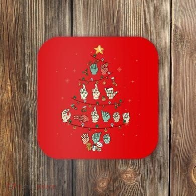 Sign Language Christmas Tree Merry Christmas Asl Coaster
