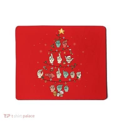 Sign Language Christmas Tree Merry Christmas Asl Mousepad