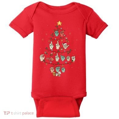Sign Language Christmas Tree Merry Christmas Asl Baby Bodysuit