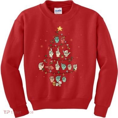 Sign Language Christmas Tree Merry Christmas Asl Kids Sweatshirt