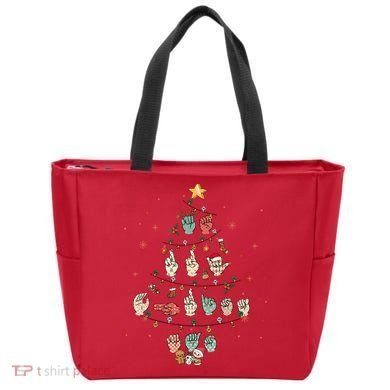 Sign Language Christmas Tree Merry Christmas Asl Tote Bag