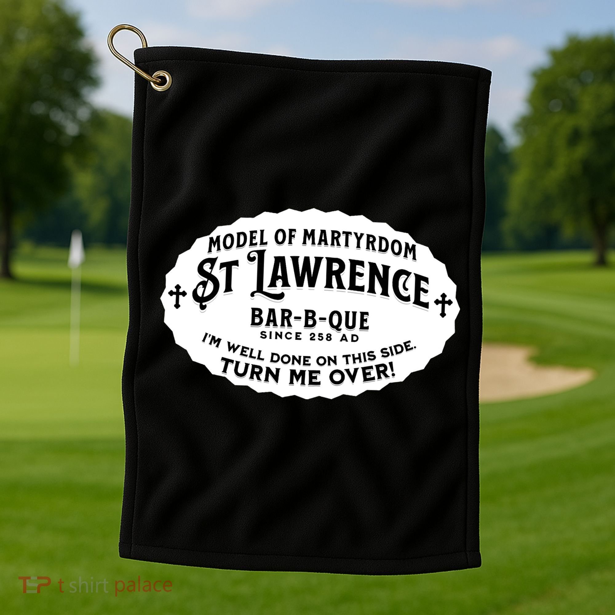 St Lawrence Catholic BBQ Fathers Day gift Deacon Golf Towel