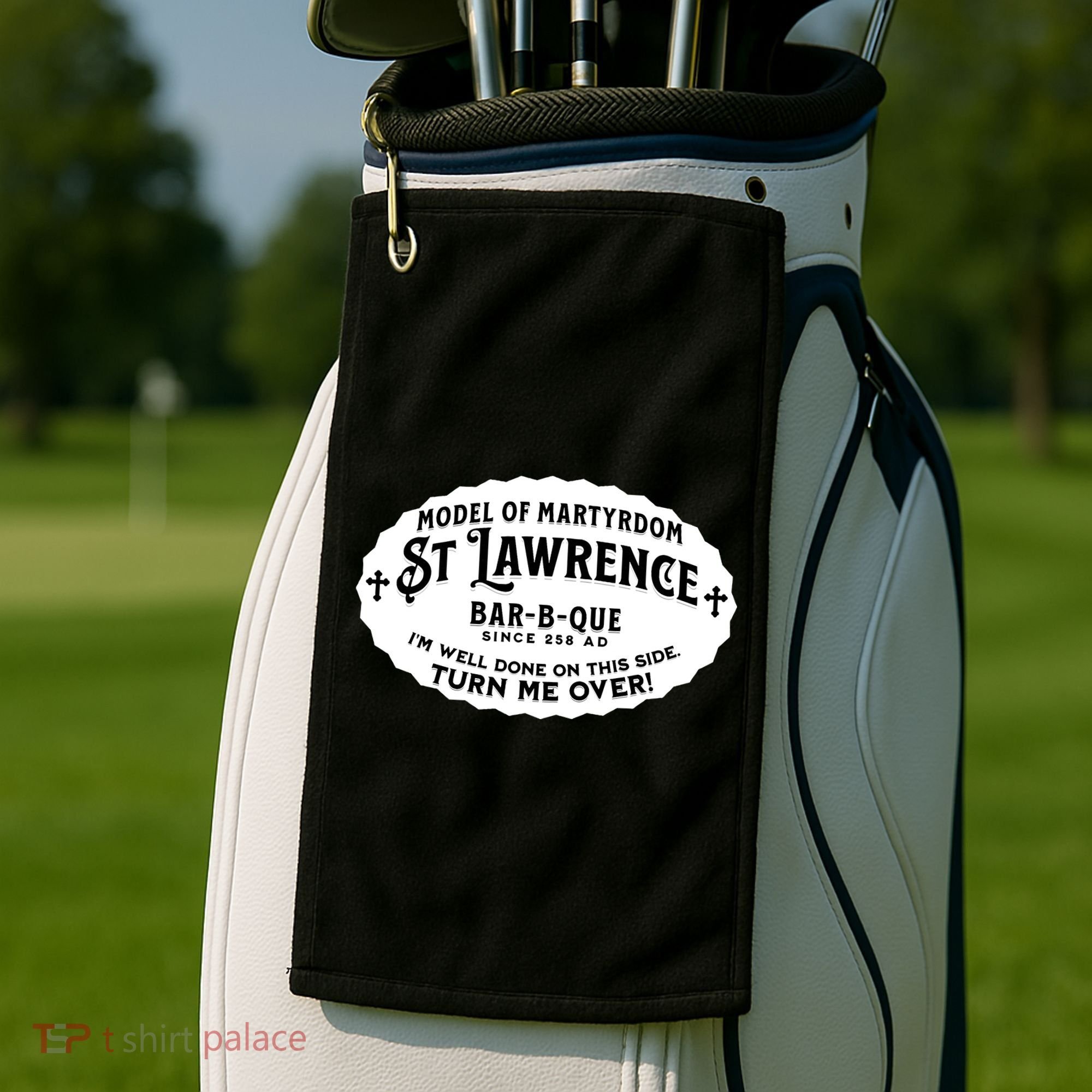 St Lawrence Catholic BBQ Fathers Day gift Deacon Golf Towel