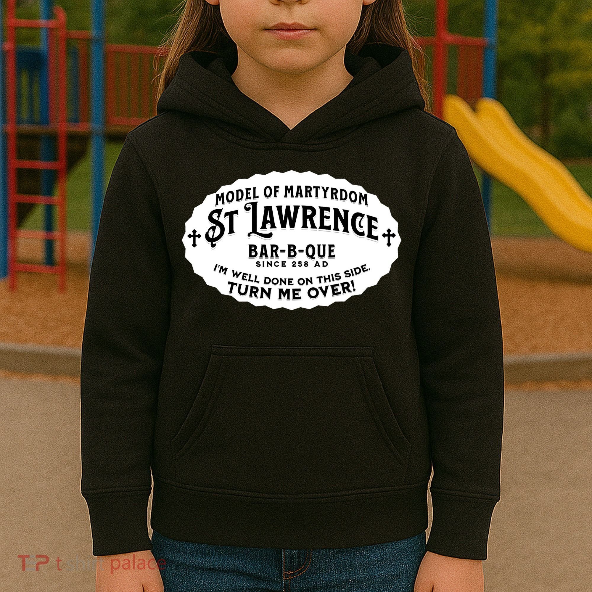 St Lawrence Catholic BBQ Fathers Day gift Deacon Kids Hoodie